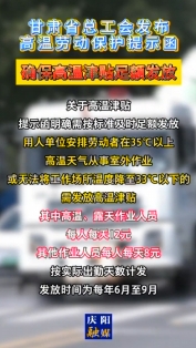 甘肅省總工會(huì)發(fā)布高溫勞動(dòng)保護(hù)提示函，確保高溫津貼足額發(fā)放