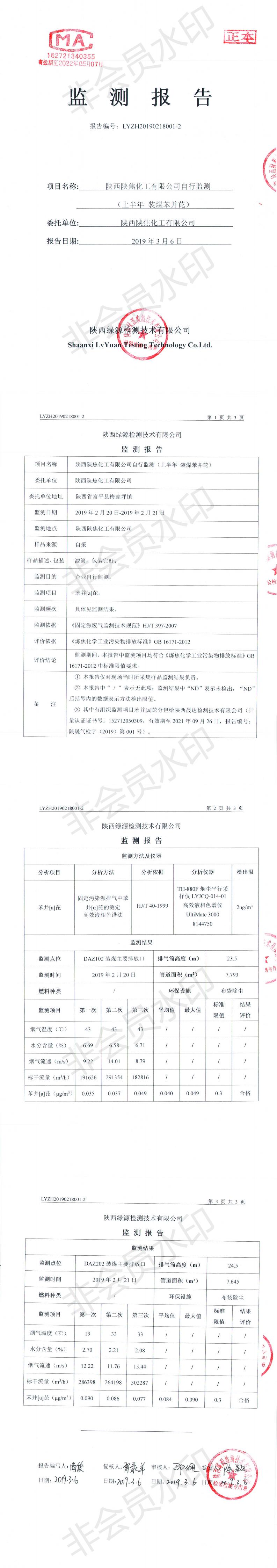 自行監(jiān)測（上半年）焦1焦2裝煤
